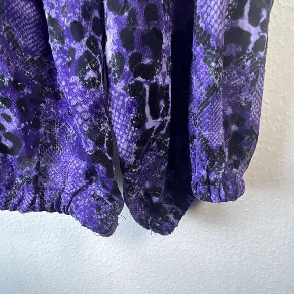 Lane Bryant Purple Burnout Snakeskin Print Size 16 Keyhole Neckline Long Sleeve - Picture 4 of 11